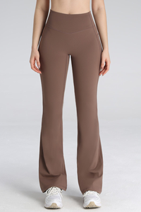 Women's High-Waisted Side Pocket Sports Flared Yoga Pants