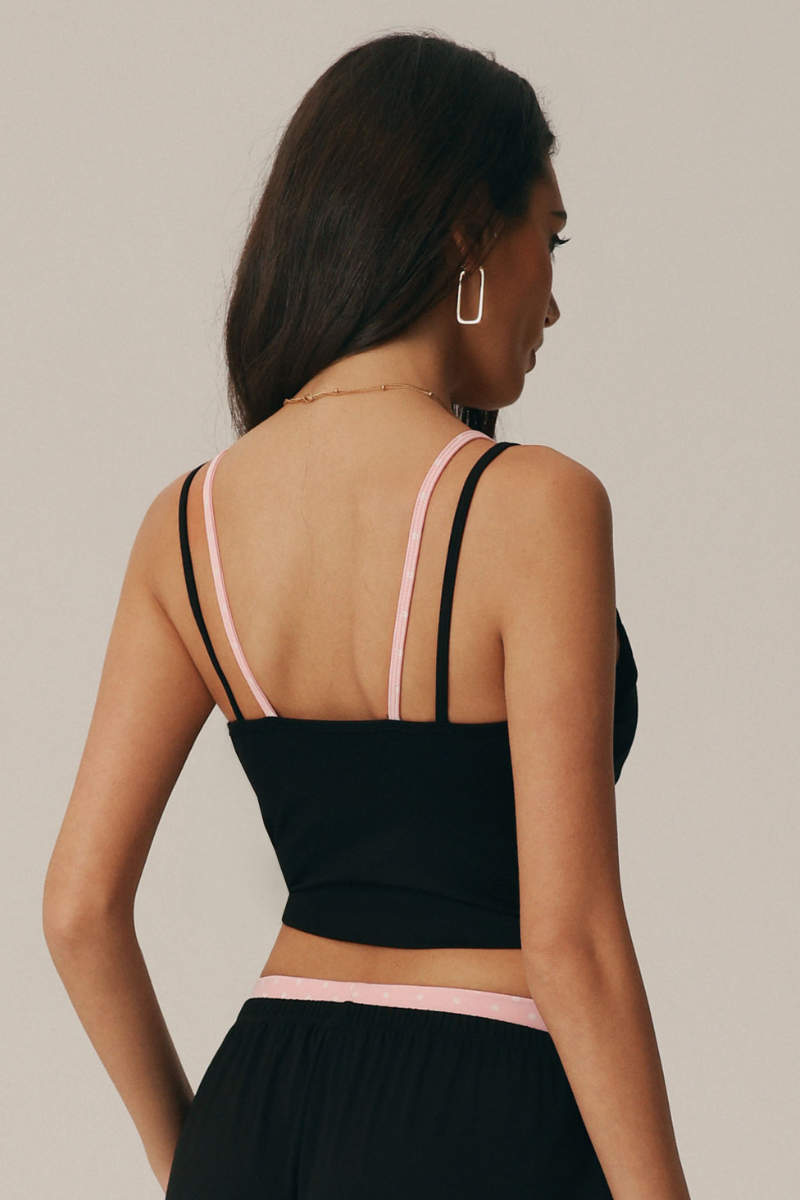 Women's Athletic Polka Dot Trim Layered-Look Cami