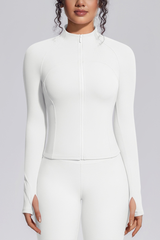 Women's Stand Collar Full Zip Slim Fit Workout Yoga Jacket