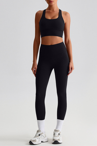 Women's Bare Feel  Cross Back Bra & High Waist Leggings Set