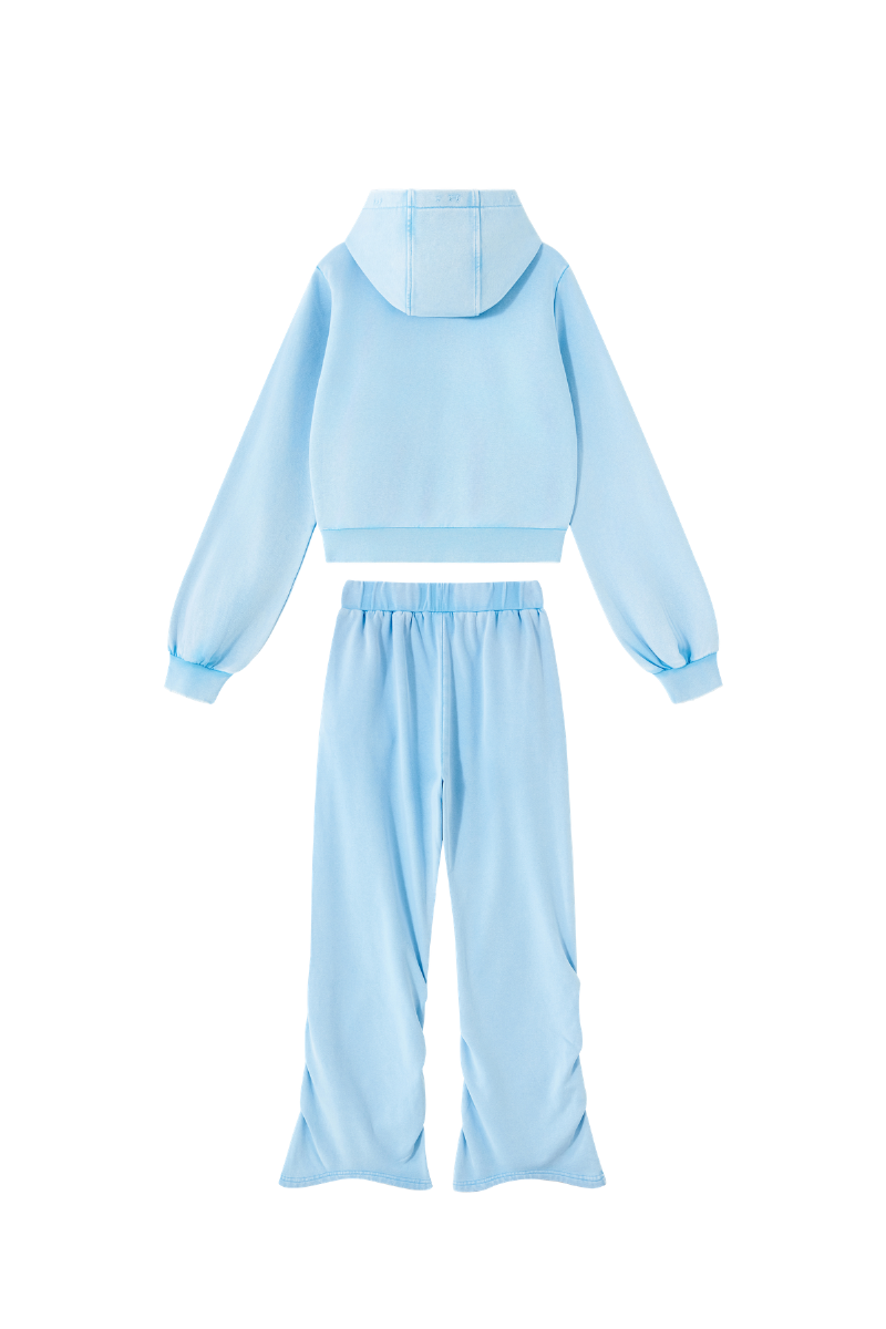 Unisex Fall Vintage Washed Distressed Jacket & Sweatpant Set