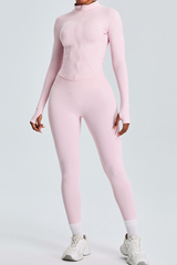 Women's Athletic Set:Stand Collar Jacket And Slim Leggings