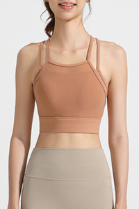Women's Fake Two-Piece Antibacterial Naked Feel Sports Bra