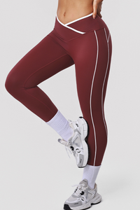 Women's Criss-Cross Waist Color-Blocked High-Waist Leggings
