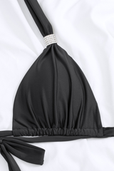 Women's Solid Triangle Cup Halterneck Backless Bikini