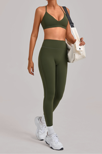 Women's Set:Triangle Cup Thin Straps Bra And High-Waist Leggings