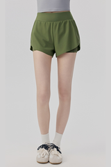 Women's Summer Faux Two-Piece Built-in Liner Athletic Shorts