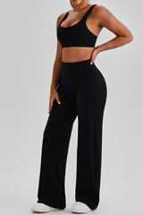 Women's Bare Feel Cutout Bra & Quick Dry Wide Leg Pant Set