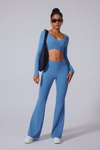 Women'S Brushed Tight Yoga Suit Set With Long Sleeves + Long Pants