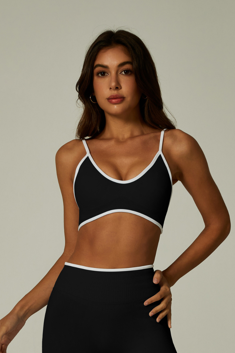 Women's Athletic Color-Block Thin-Strap Sports Bra
