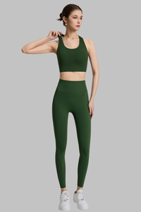 Women's Cross Back Bra and High-Waisted Leggings 2-Piece Set
