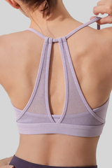 Women's Mesh Spliced Beauty‑Back Padded Sports Bra