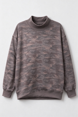 Women's Loungewear Camo Long Sleeve Mock Neck Sweatshirt