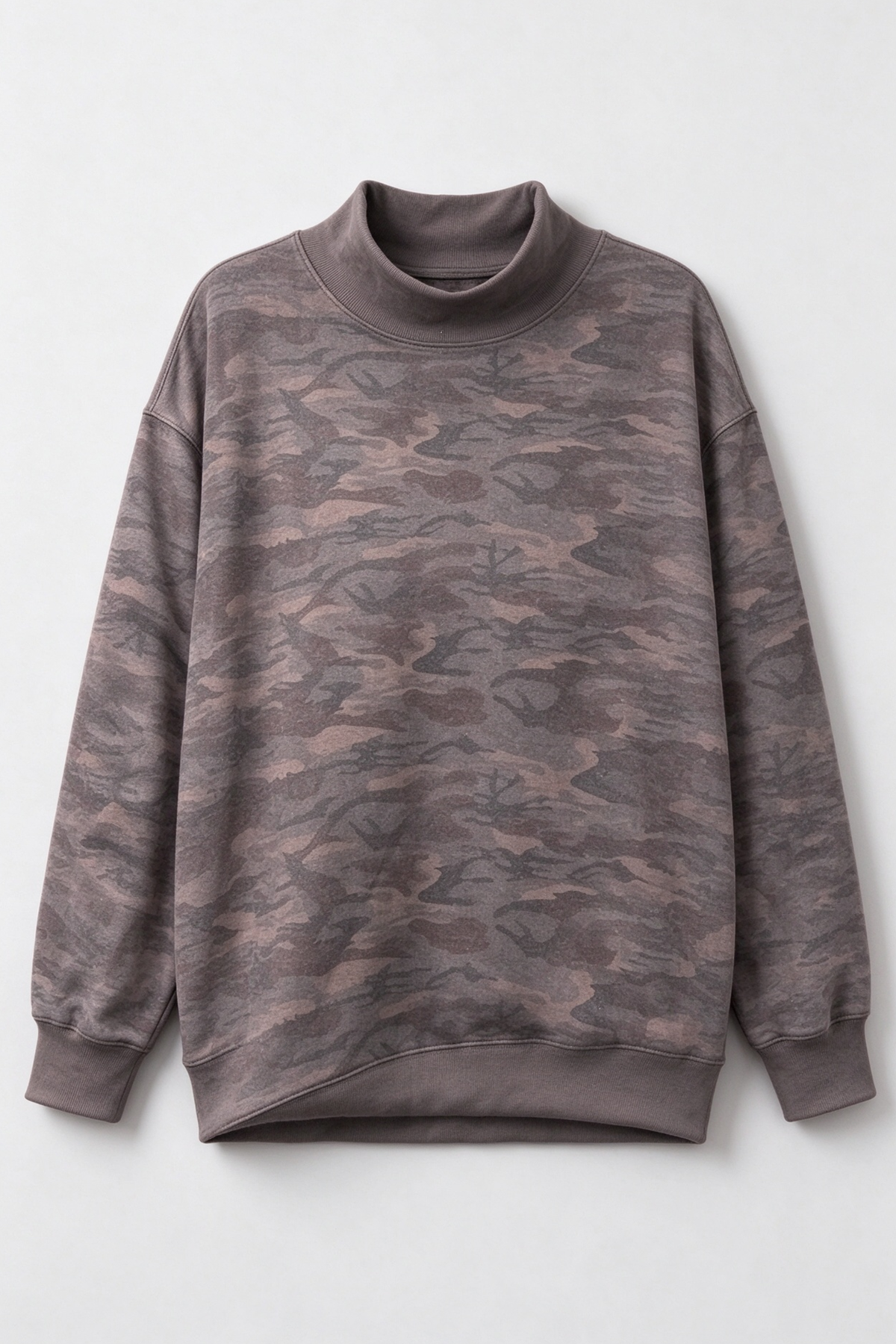 Women's Loungewear Camo Long Sleeve Mock Neck Sweatshirt