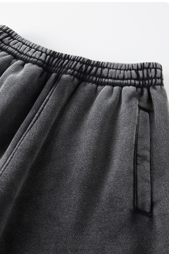 Men/Women Unisex Wax-Dye Washed Fleece Jogger Pants