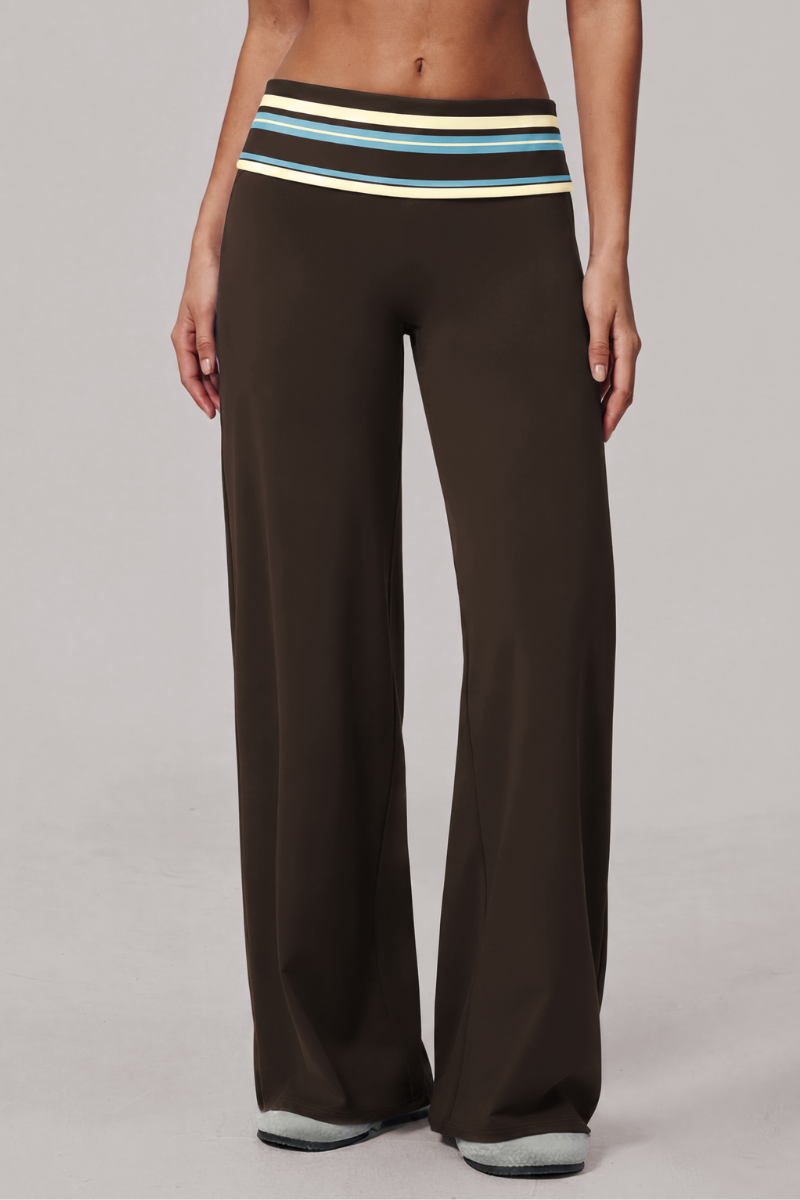 Women's Fall Vintage  Low-Rise Fold-Over Color-Block Pants