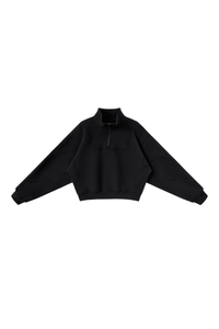 Women's Fall Boxy Cropped Stand Collar Quarter Zip Sweatshirt