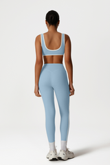 Women High-Waisted Color-Block Butt-Lifting Yoga Set: Sports Bra + 9/10 Leggings