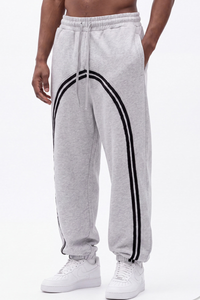 Men's Fall/Winter Retro  Color Block Fleece Lined Jogger