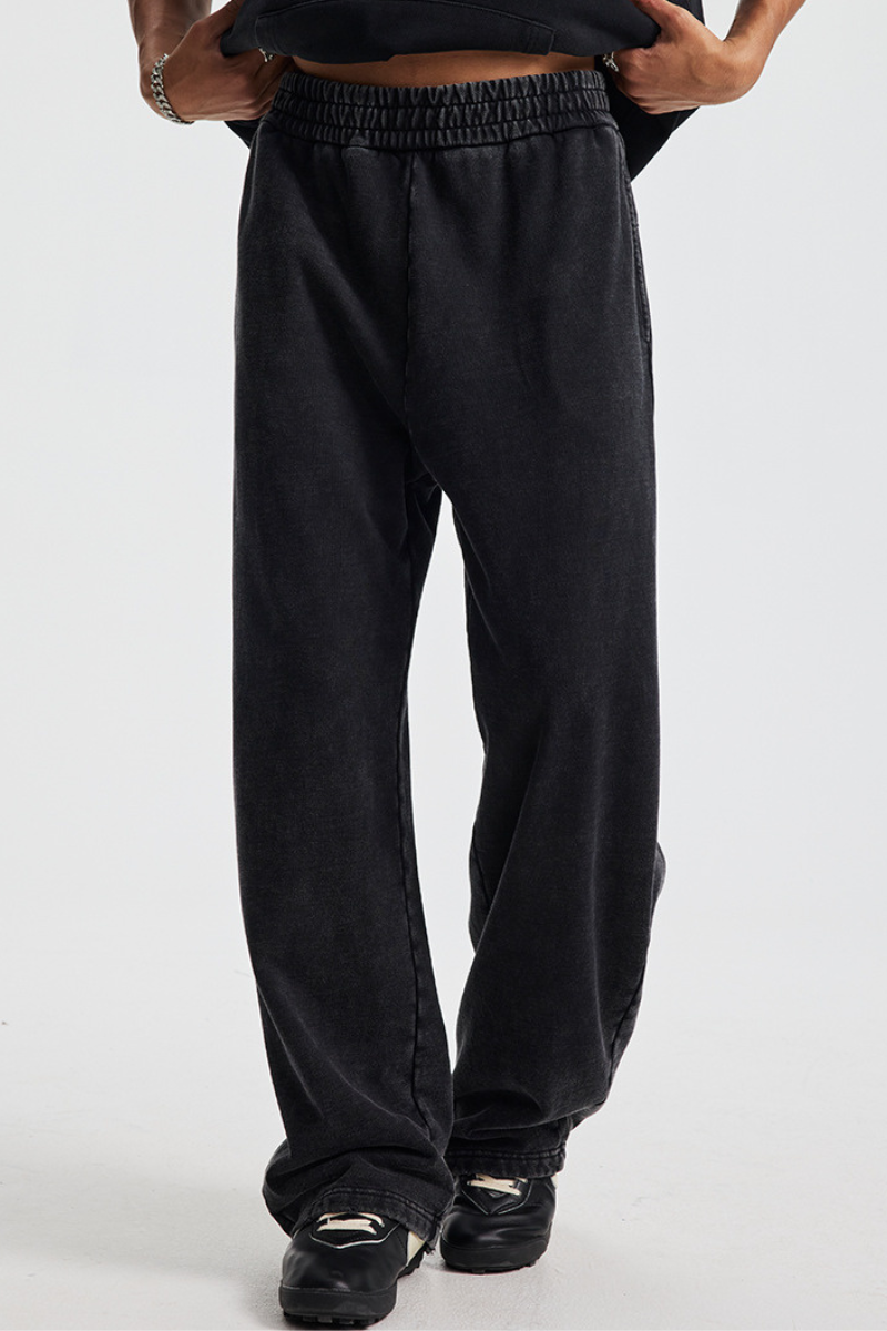 Wax-dyed, water-washable, distressed long pants