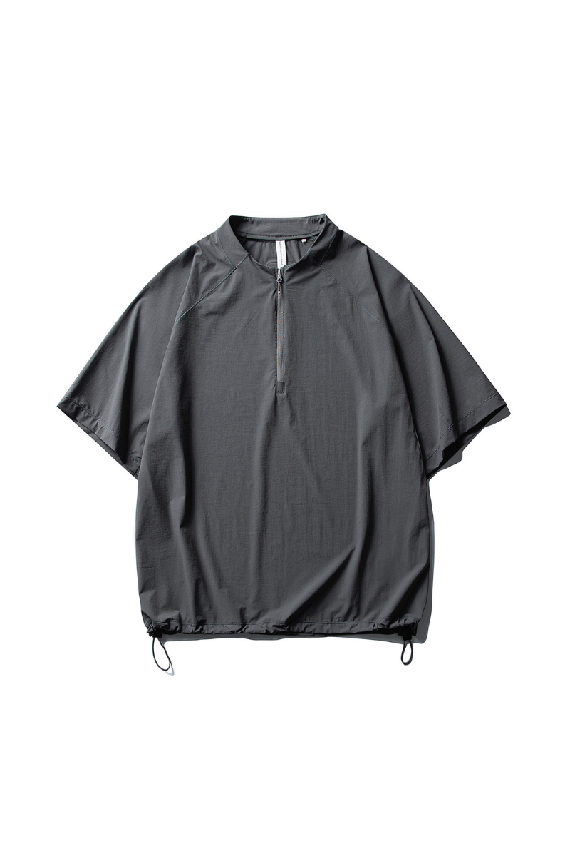 Unisex Lightweight Half Zip Stand Collar Quick Dry T-shirt