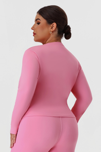 Plus Size Women's Crew Neck Fitted Long Sleeve T-shirt