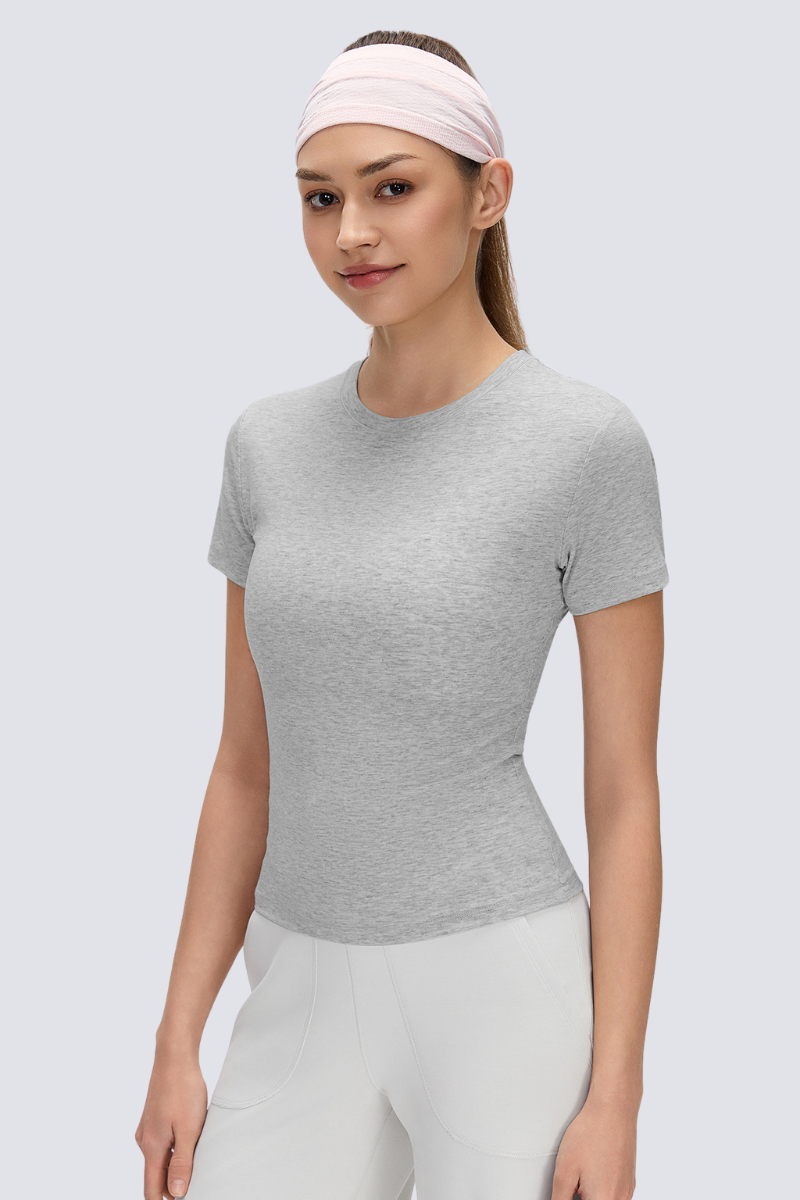 Women's Quick Dry Slim Elastic Cuff Crewneck Yoga Tee
