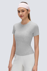Women's Quick Dry Slim Elastic Cuff Crewneck Yoga Tee