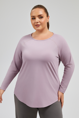 Plus Size Women's Curved Hem Breathable Mesh Yoga T-shirt