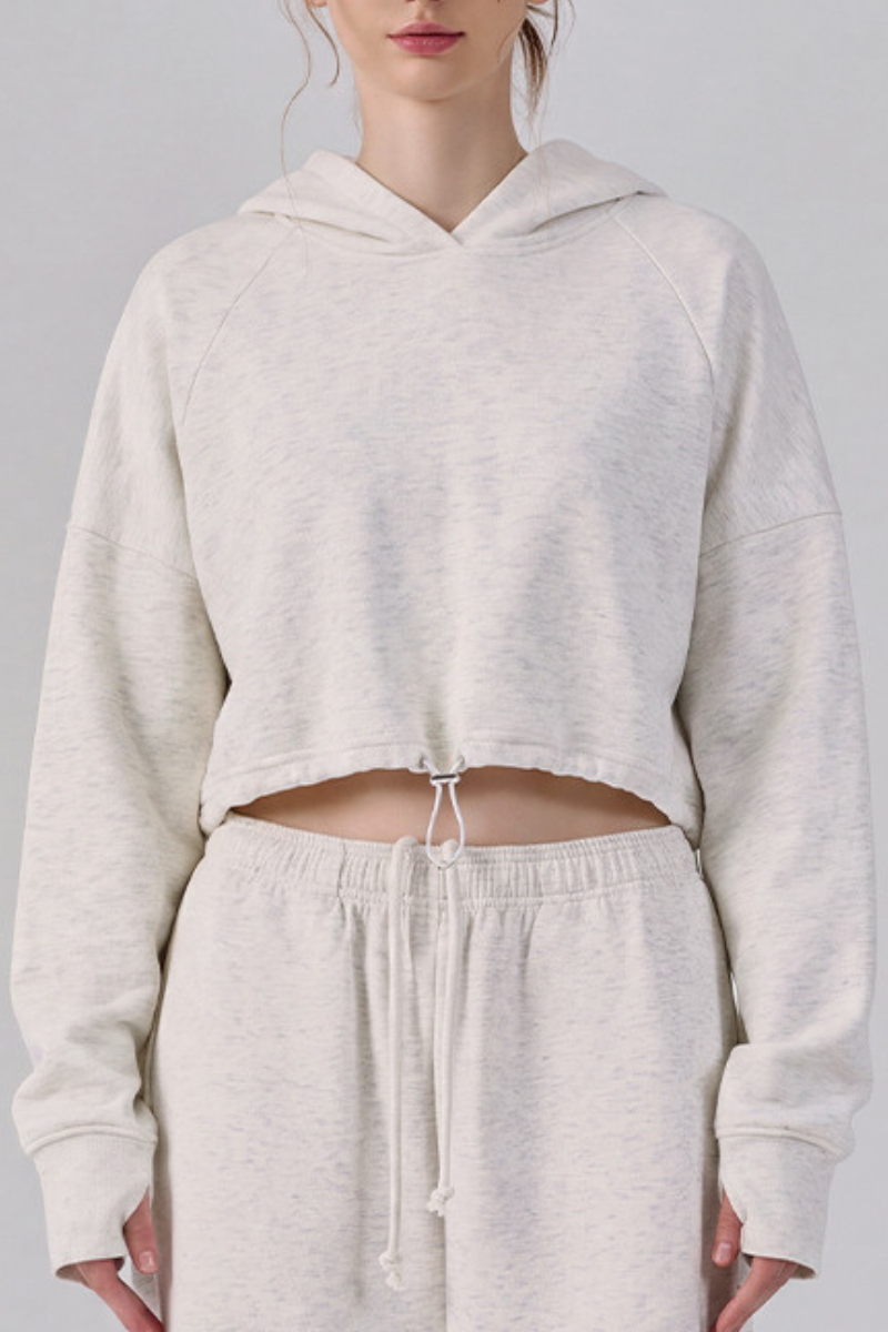 Women's Fall/Winter Drawstring Cropped Finger Cuffs Hoodie