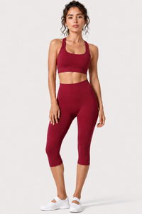 Women's Halter Open-Back Bra & Capri Leggings Workout Sets
