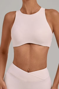 Women's High Neck Padded Racerback Cropped Sports Bra