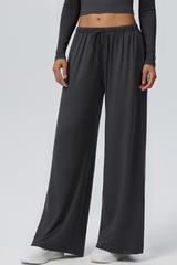 Women's Drawstring High Waist Drape Wide Leg Casual Pants