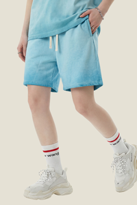 Unisex 320G Cotton Shorts - Washed Ombre Drawstring 5-Inch