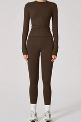 Women's long-sleeve sportswear set.