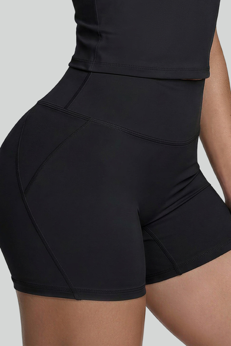 Women's High Rise Back Waistband Pocket Sports Shorts