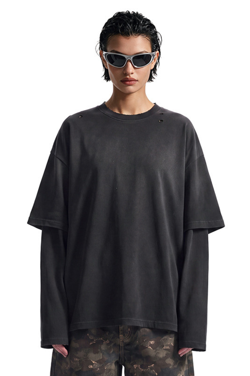 Women's  100% cotton Vintage Wash Gradient Relaxed Pullover