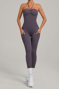 Women's Pleated Buttocks Lift Side Pocket Jumpsuits