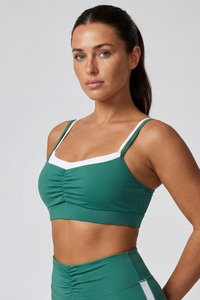Women's Color Block Crisscross Back Thin Strap Sports Bra