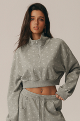 Women's Fall Polka Dot Cropped  1/4 Zip Sweatshirt