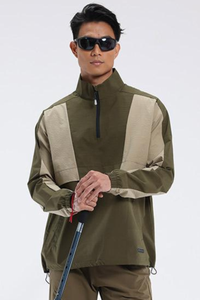 Men's Color Block Half Zip Mock Neck Outdoor Pullover Jacket