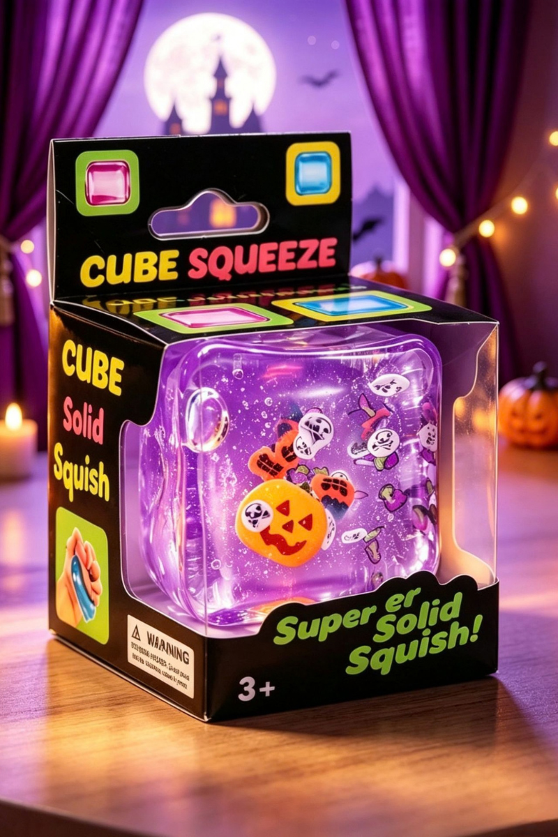 Halloween Magic Crystal Cube Squishy Fidget Toy with Box