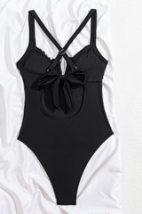 Women's V-neck Cross Back Solid Sexy Swimsuit