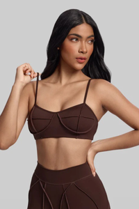 Women's Adjustable Strap Padded Seam Detail Sports Yoga Bra