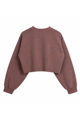 Women Cropped Exposed Seam Sweatshirt