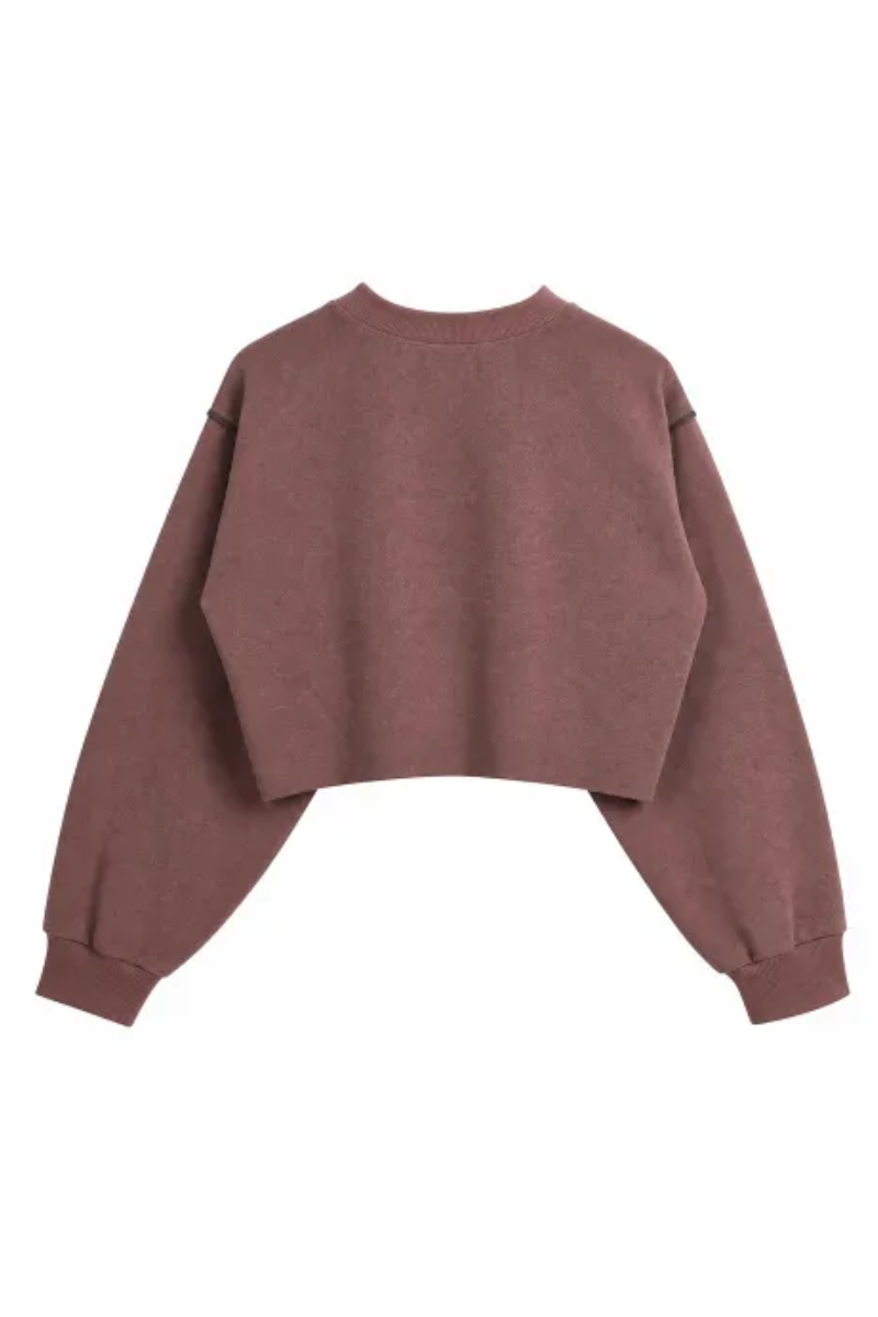 Women Cropped Exposed Seam Sweatshirt