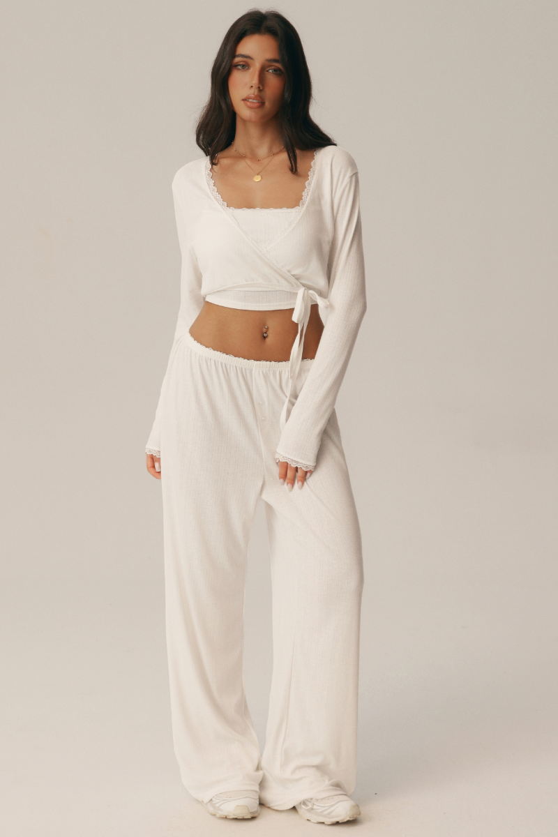 Women's 3 Piece Set: Bra & Long Sleeve Top & Casual Pants
