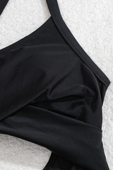 Women's U-Neck Criss Cross Back Solid Swimsuit