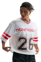 Unisex V-Neck Striped Mesh Athletic Football Jersey Tee