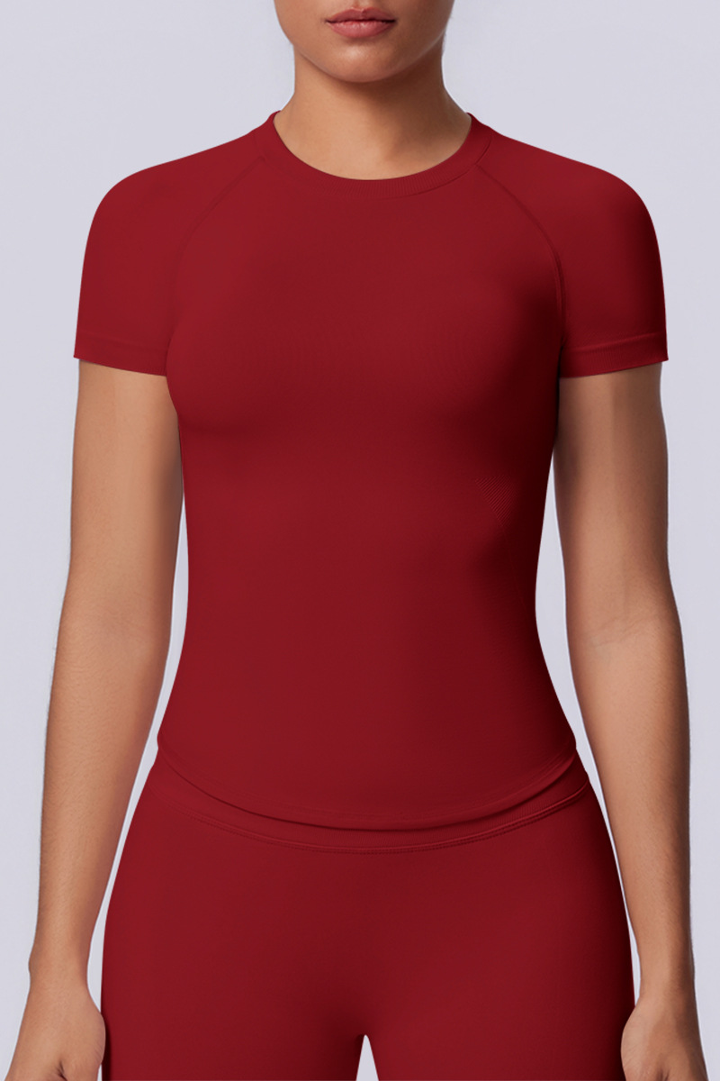 Women's Summer Seamless Solid High Stretch Breathable Tee